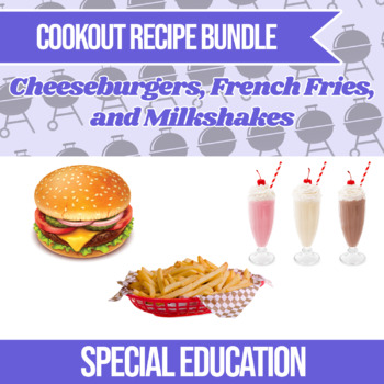 Preview of Cooking Picture Recipe Bundle - Cheeseburger, French Fries & Milkshakes