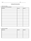 Cooking Planning Sheet