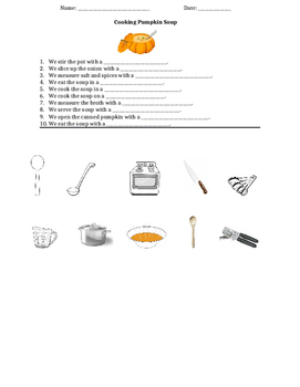 Preview of Cooking Pumpkin Soup Life Skills Activity Guide