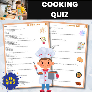 Preview of Cooking Quiz | Basic Cooking Trivia Quiz | Life Skills Assessment Test