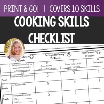 Preview of Cooking Skills Rubric Life Skills Special Education