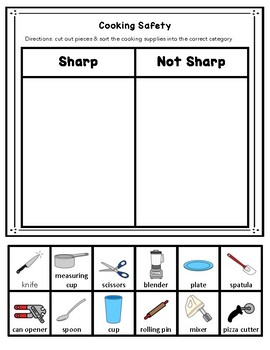 Preview of Cooking Safety Sorting Worksheets