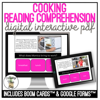 Preview of Cooking Simplified Reading Comprehension Digital Interactive Activity