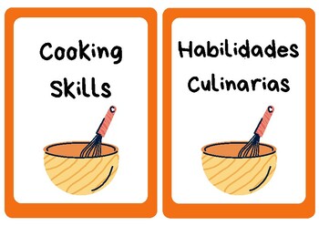 Preview of Cooking Skills: Kitchen Verb Posters in English and Spanish