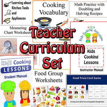 Preview of Cooking Teacher Curriculum Set for ADULTS- Lesson Manuals, Posters, Worksheets