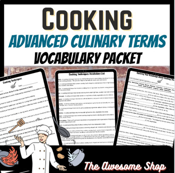 Preview of Cooking Terms Advanced Vocabulary Packet for Culinary Arts