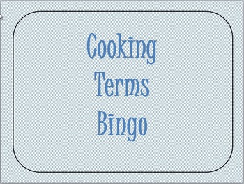 Preview of Cooking Terms Bingo