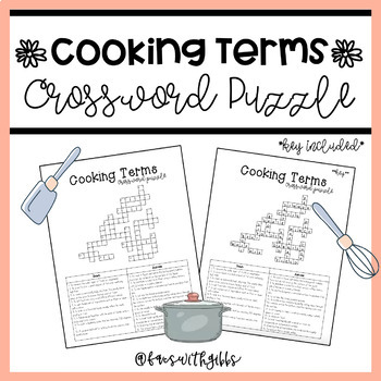 Preview of Cooking Terms Crossword Puzzle