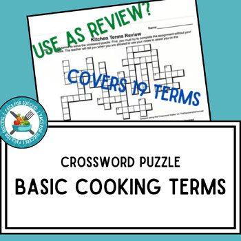 Preview of Cooking Terms Crossword Puzzle (Basic Term Reviews)