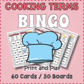 Preview of Cooking Terms Vocabulary BINGO & Memory Matching Card Game Activity
