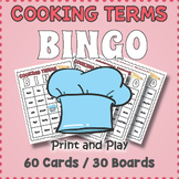 Cooking Terms Vocabulary BINGO & Memory Matching Card Game