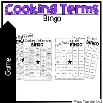 Preview of Cooking Terms and Definitions BINGO Game - FACS FCS Culinary Arts