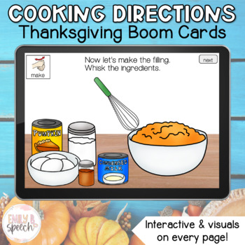 Preview of Following Cooking Directions Thanksgiving Cook Boom Cards | Visual Supports