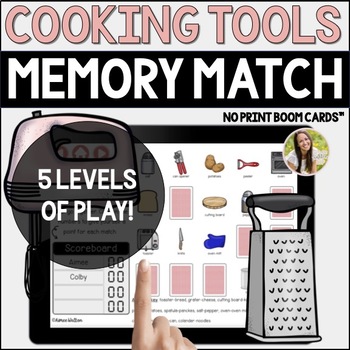 Preview of Cooking Tools Associations Memory Match Game Boom Cards™