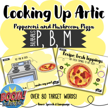 Preview of Cooking Up Artic Bilabials, Boom Cards Speech Therapy, P Articulation, M Sound