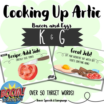 Preview of Cooking Up Artic K and G, Boom Cards Speech Therapy, Fronting, K Articulation