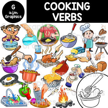 Preview of Cooking Verbs/Actions Vocabulary Clipart