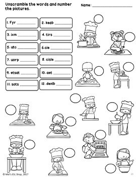 esl cooking verbs flashcards worksheets activities by mel s esl shop