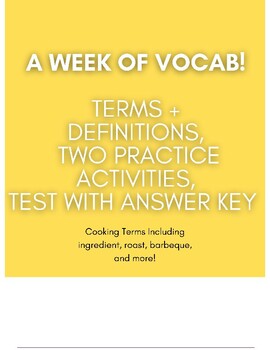 Preview of Cooking Vocab Term Activities - stations