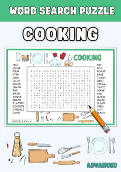 Preview of Cooking Word Search Puzzle Worksheet Activities