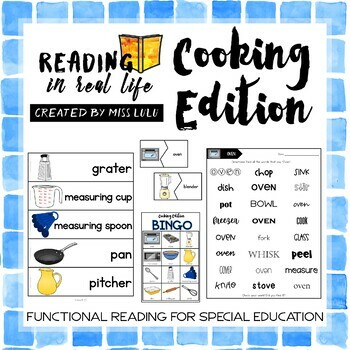 Preview of Cooking Words Functional Sight Words Reading Unit