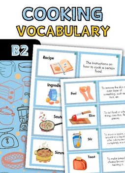 Preview of Cooking vocabulary. Guess the word game. Names of common cooking verbs B2.