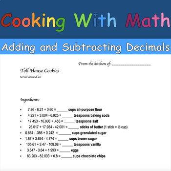 Preview of Cooking with Math - Adding/Subtracting Decimals