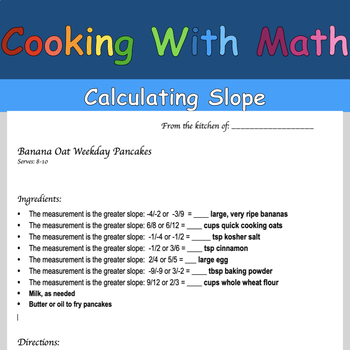 Preview of Cooking with Math -- Calculating Slope