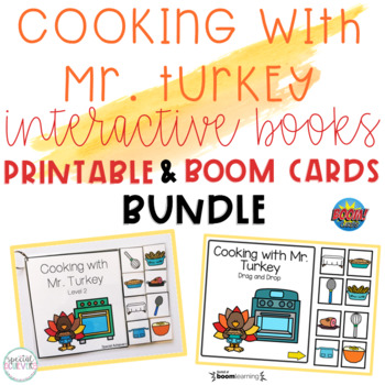 Preview of Cooking with Mr. Turkey Interactive Books BUNDLE | Printable and BOOM Cards
