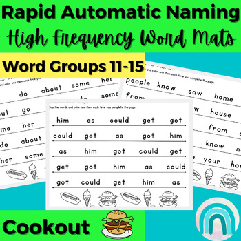 Preview of Cookout High Frequency Words Sight Word Rapid Automatic Naming Activities 11-15