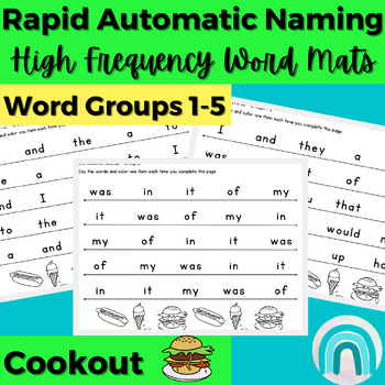 Preview of Cookout High Frequency Words Sight Words Rapid Automatic Naming Activities 1-5