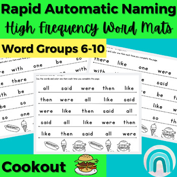 Preview of Cookout High Frequency Words Sight Words Rapid Automatic Naming Activities 6-10