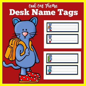 Groovy Cool Cat Theme Desk Name Plates By Green Apple Lessons Tpt
