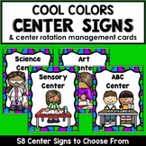 Cool Colors Center Signs and Center Rotation Cards for PreK and K
