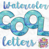Cool Colors Watercolor Alphabet Clip Art Letters & Numbers