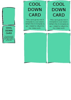 Preview of Cool Down Card Emotional Regulation DIFFERENTIATED lanyard