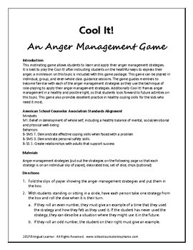 cool it an anger management healthy coping skills game tpt