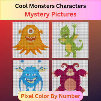Preview of Cool Monsters Characters - Pixel Art Color By Number / Mystery Pictures