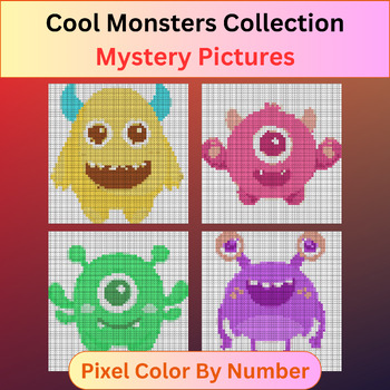 Preview of Cool Monsters Collection - Pixel Art Color By Number / Mystery Pictures