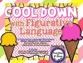 Preview of Cool Down with Figurative Language! (Summer Literary Device Unit)