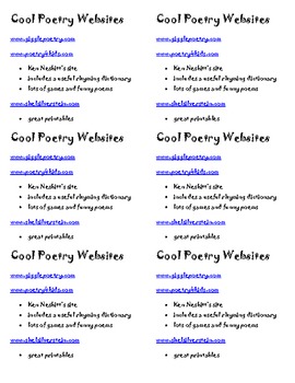 Preview of Cool Poetry Websites- Handout
