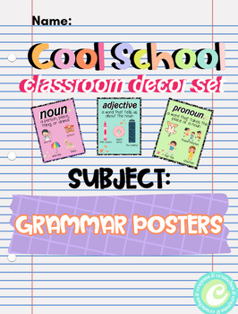 Preview of Cool School Classroom Decor // GRAMMAR POSTERS - EDITABLE