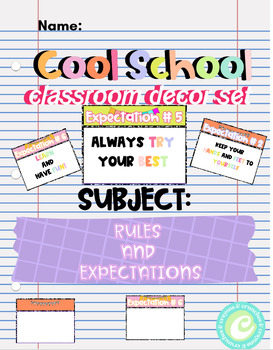 Preview of Cool School Classroom Decor // RULES AND EXPECTATIONS - EDITABLE