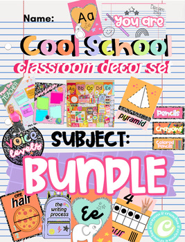 Preview of Cool School Classrooom Decor BUNDLE // 90s YTK Theme// School Supply Theme