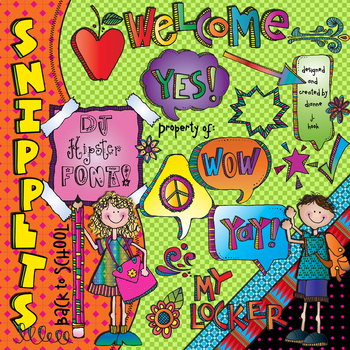 Preview of Cool School - clip art with coordinating font, borders & backgrounds