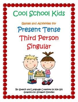 Preview of Cool School Kids Games and Activities for Present Tense Third Person Singular