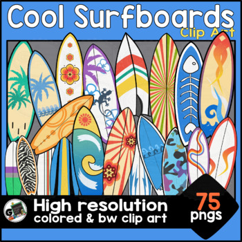 Preview of Cool Surfboards Fun Summer Clip Art
