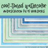 Cool-Toned Watercolor Widescreen (16:9) Borders