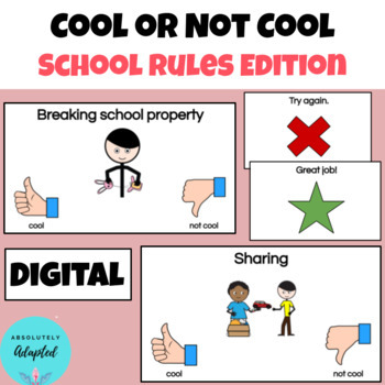 Preview of Cool or Not Cool School Rules Game for Special Education and Autism