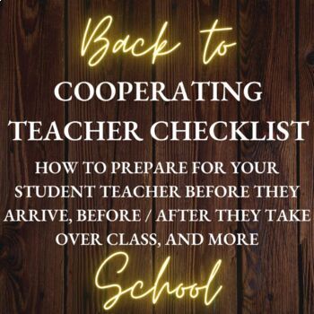 Preview of Cooperating Teacher Checklist | Guide to Preparing for a Student Teacher